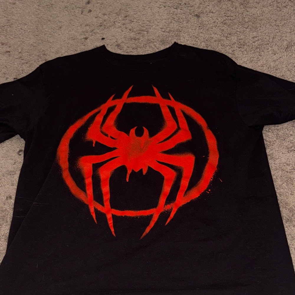 Black T-Shirt with Red Spider Design